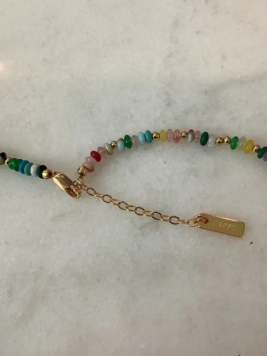 Multicolor Beaded Choker Necklace with Gold Tone Accents, Brand New - Picture 2 of 2